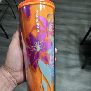 Orange floral venti starbucks